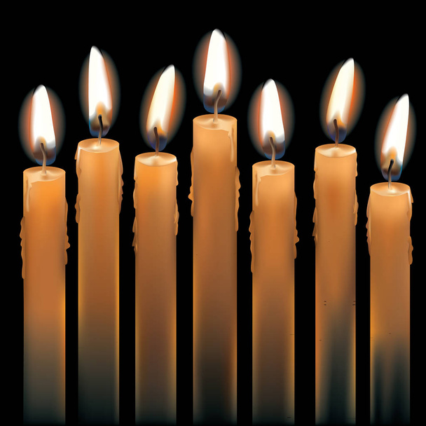 sieben brennende Kerzen - Vektor, Bild
