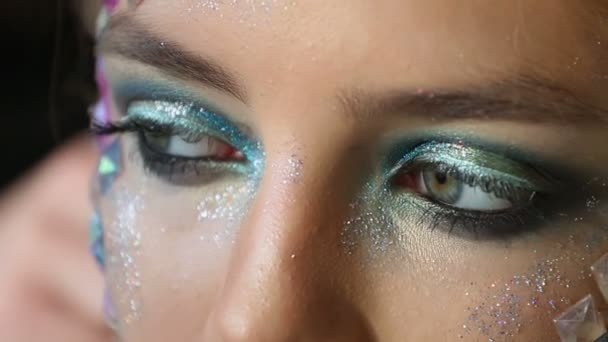 Fashion makeup. Woman with colorful makeup and body art - Footage, Video