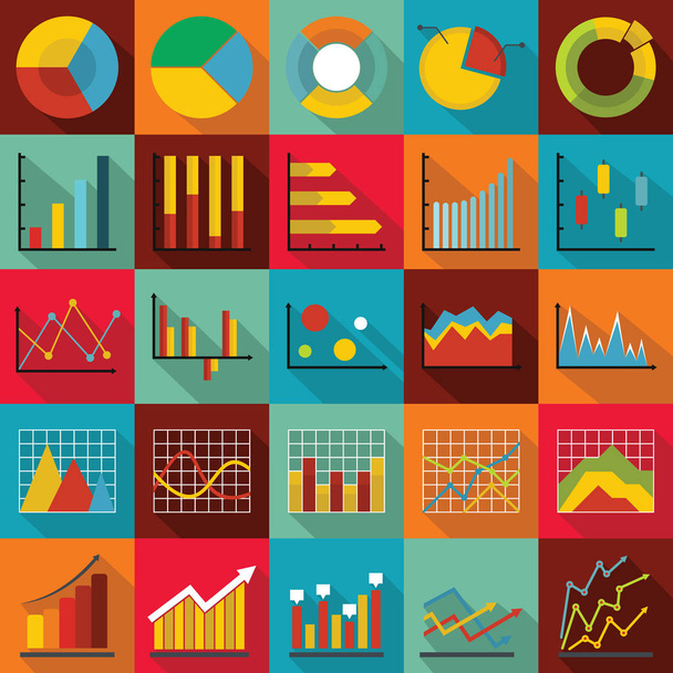 Chart diagram icon set, flat style - Vector, afbeelding