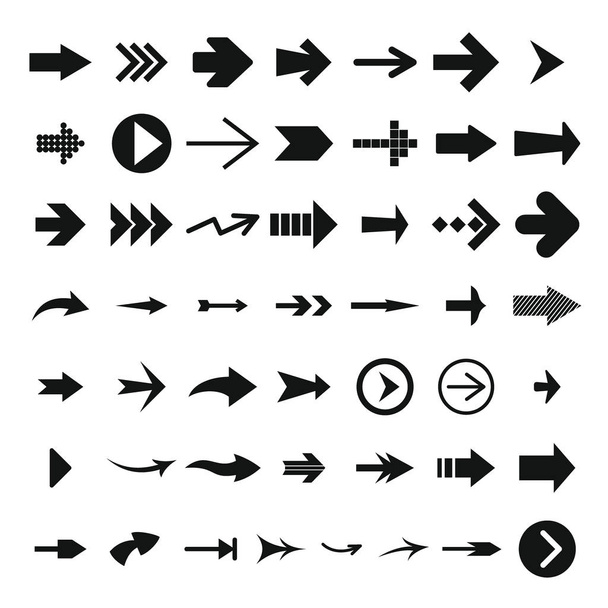 Different arrow icon set, simple style - ベクター画像