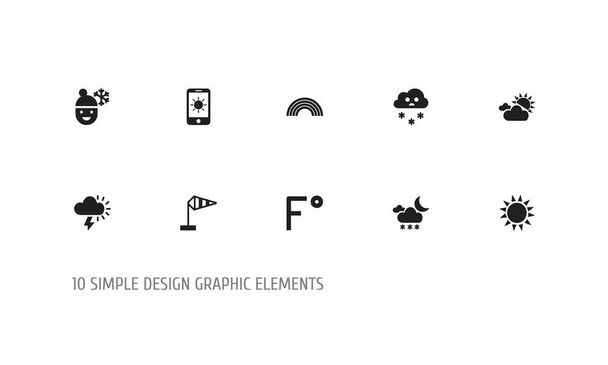 Set Of 10 Editable Air Icons. Includes Symbols Such As Sun In Display, Twilight, Sunlight And More. Can Be Used For Web, Mobile, UI And Infographic Design. - Vector, Image