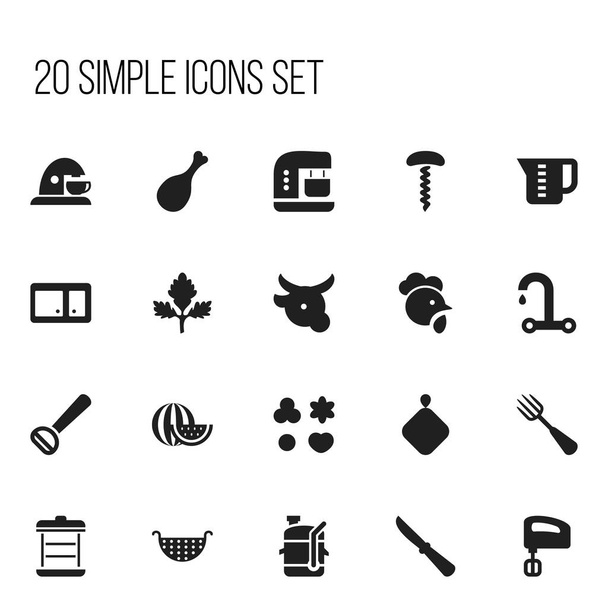Σύνολο 20 επεξεργάσιμο Cook εικονίδια. Περιλαμβάνει σύμβολα όπως κουζίνα λεπίδα, Husker, ασημικά και άλλα. Μπορεί να χρησιμοποιηθεί για Web, Mobile, Ui και σχεδίασης γραφήματος. - Διάνυσμα, εικόνα