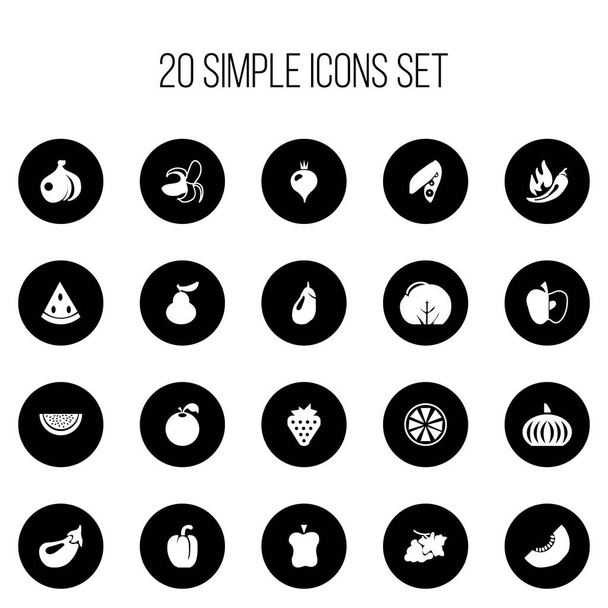 Set Of 20 Editable Dessert Icons. Includes Symbols Such As Paprika, Sweet Pepper, Grapevine And More. Can Be Used For Web, Mobile, UI And Infographic Design. - Vector, Image