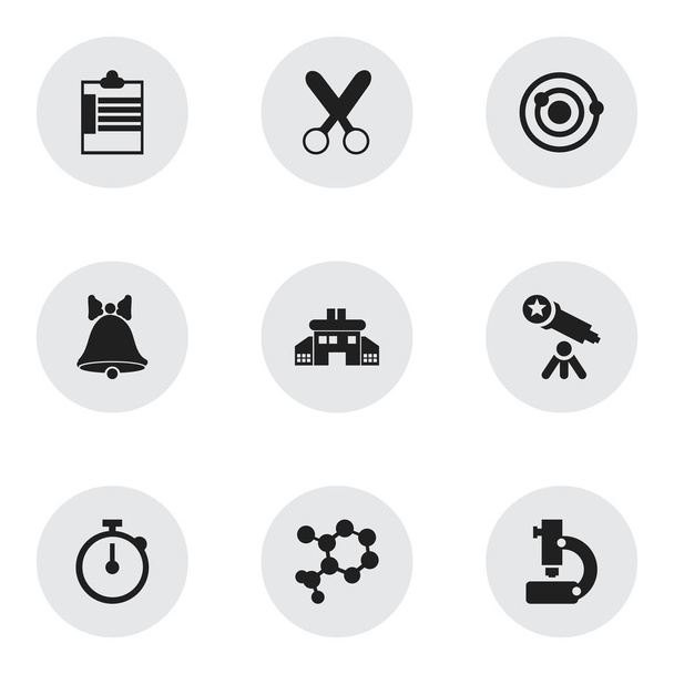 Set van 9 bewerkbare kennis iconen. Bevat symbolen zoals Orbit, Jingle, telescoop en meer. Kan worden gebruikt voor Web, Mobile, Ui en Infographic Design. - Vector, afbeelding