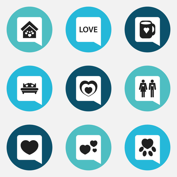 Készlet 9 szerkeszthető szerelem ikonok. Sapka, lélek, lecsap, és szimbólumokat tartalmaz. Lehet használni a Web, mobil, Ui és Infographic Design. - Vektor, kép