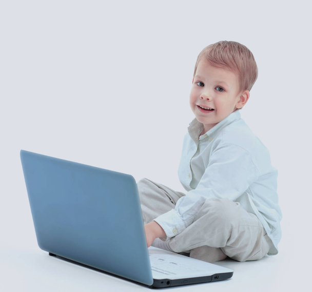 happy boy using the computer - Φωτογραφία, εικόνα