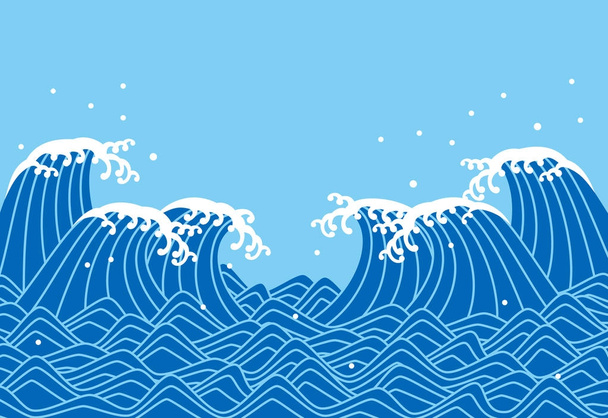 Μπλε κύματα. Ιαπωνικό στυλ. - Διάνυσμα, εικόνα