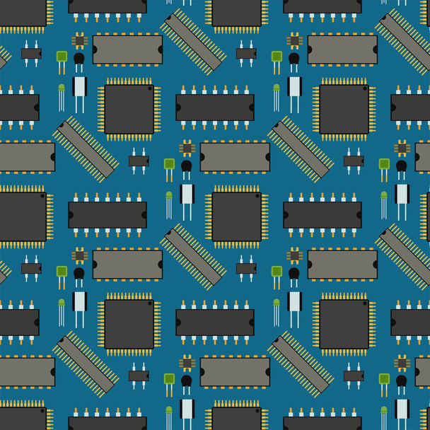 コンピュータ チップ技術プロセッサ回路マザーボード情報システムのシームレスなパターン背景ベクトル図 - ベクター画像