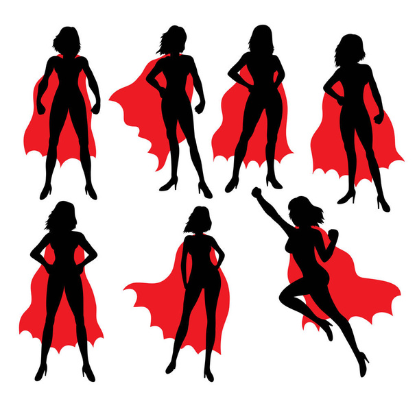 女性のスーパー ヒーロー、アートのベクトル シルエット デザイン  - ベクター画像