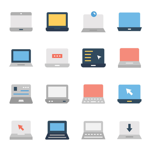 Conjunto de Macbooks portátiles de colores iconos vectoriales
 - Vector, Imagen