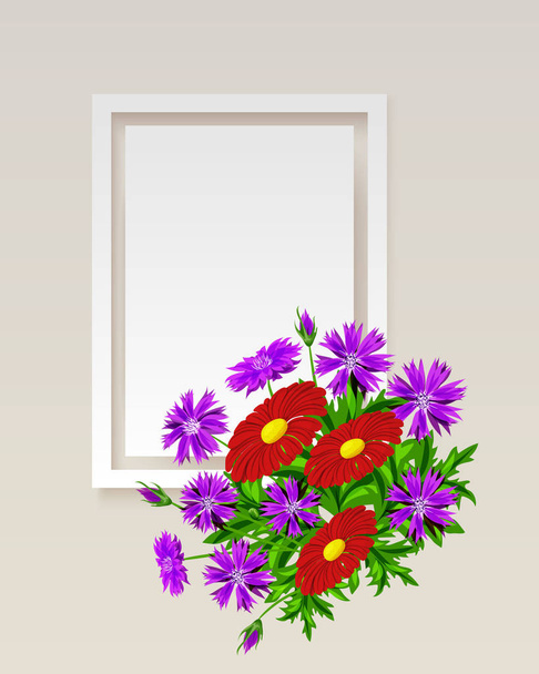 vector frame with flowers - Διάνυσμα, εικόνα
