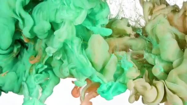 Zelené a oranžové inkoust ve vodě - Záběry, video