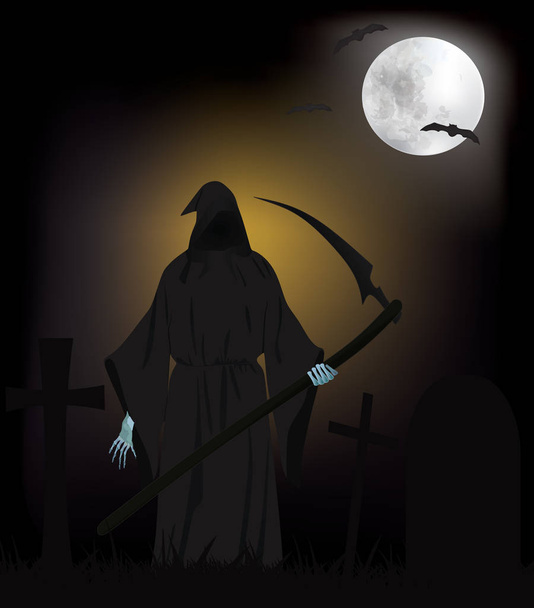 Grim Reaper na cmentarzu - Wektor, obraz