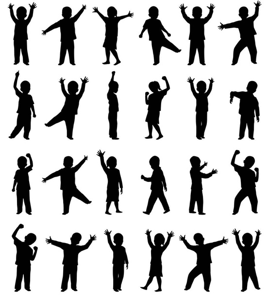 Children silhouettes on white background - Vector, Image