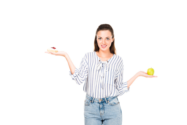 woman with pastry and apple - Photo, Image
