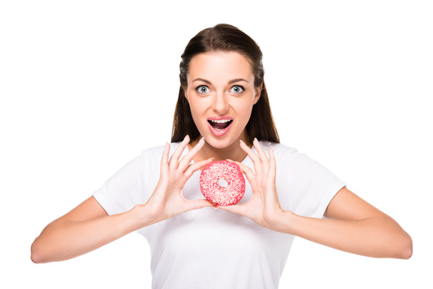 junge Frau mit Donut - Foto, Bild