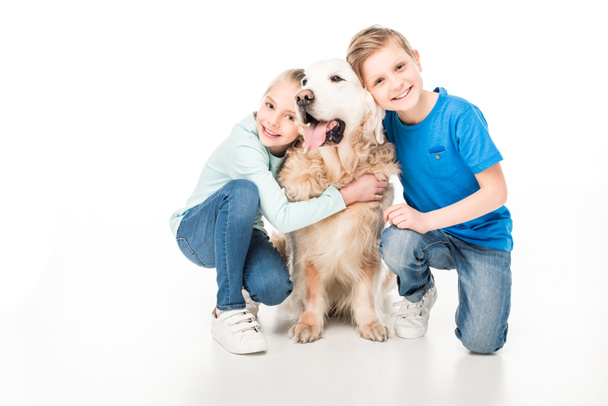 children playing with dog - Photo, Image