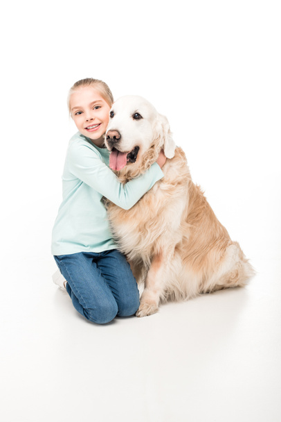 adorable child with dog - Photo, image