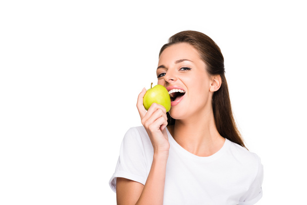 woman with fresh apple - Foto, imagen
