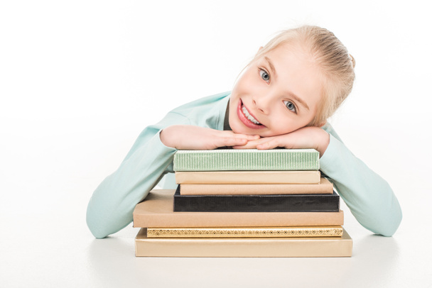 happy schoolgirl with books - Foto, immagini
