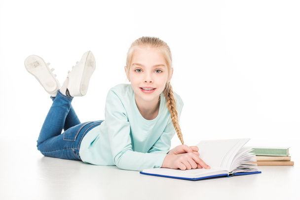 happy schoolgirl with books - Фото, зображення