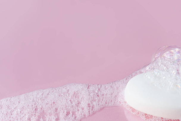 white foam bubbles with soap  - Photo, Image