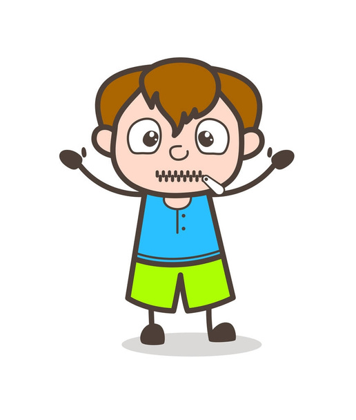 Cipzár száj arc - aranyos Cartoon fiú illusztráció - Vektor, kép