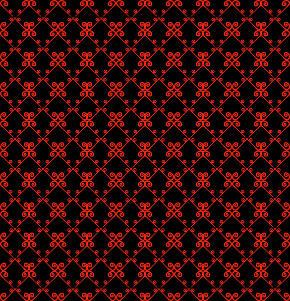 Ornamental seamless pattern. Black and red colors. Endless template for wallpaper, textile, wrapping, print, interior, floor, fabric. Abstract texture.Traditional ethnic ornament for  design.   - Vector, Imagen