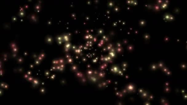 4k kleur vliegen schijnen deeltje & dots licht in de ruimte, vj achtergrond. - Video