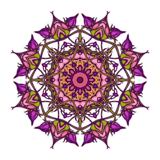 Herbal Mandala. Flowers. Vector illustration. - ベクター画像