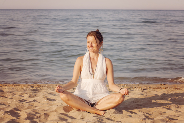 Happy young woman meditating - Foto, Imagem