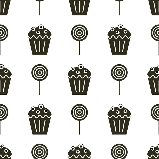 Geometric seamless pattern of lollipop and cake.  - Vektor, Bild