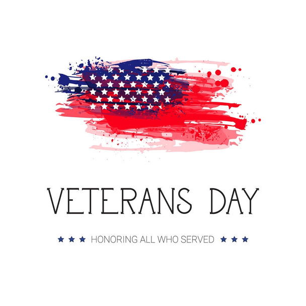 Veterans Day Celebration National American Holiday Banner Over Usa Flag Background - Vector, afbeelding