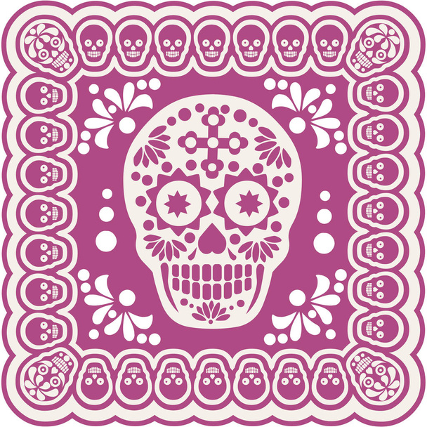 Ιερά θανάτου, ημέρα των νεκρών, μεξικάνικο ζάχαρη κρανίου, πουκάμισα t σχεδιασμό vintage - Διάνυσμα, εικόνα
