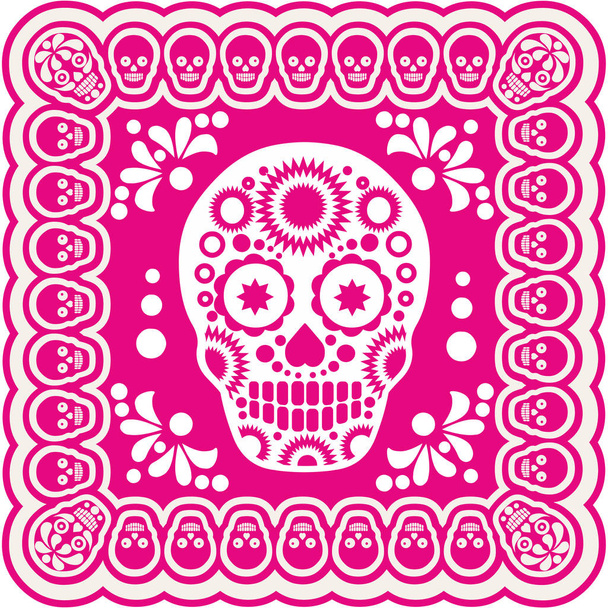 Ιερά θανάτου, ημέρα των νεκρών, μεξικάνικο ζάχαρη κρανίου, πουκάμισα t σχεδιασμό vintage - Διάνυσμα, εικόνα