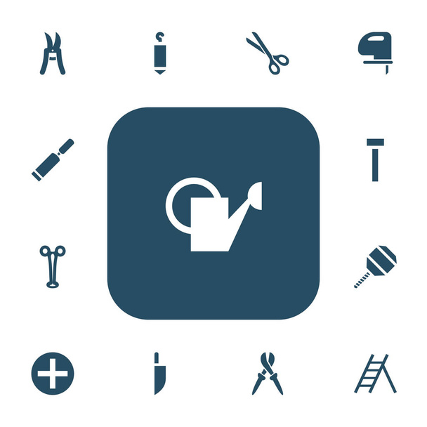 Conjunto de 13 iconos de equipos editables. Incluye símbolos como tijeras de podar, tenazas, fórceps y más. Puede ser utilizado para el diseño de la tela, móvil, interfaz de usuario e infografía
. - Vector, imagen