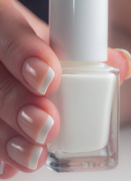 Manicure. French manicure. Nail polish. Paint your nails. - Foto, Imagen