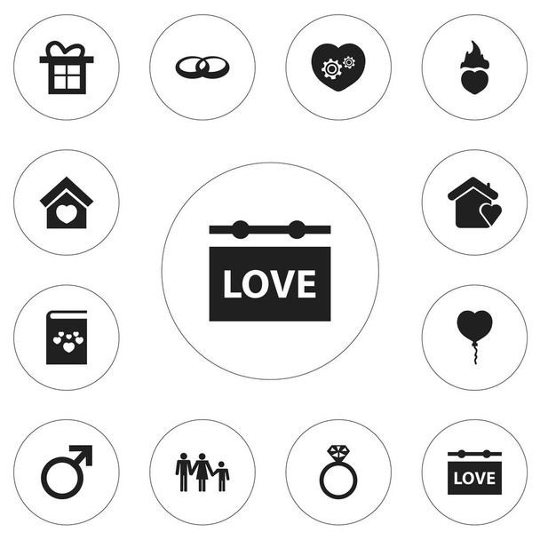 Conjunto de 12 iconos de amor editables. Incluye símbolos como la boda, globos de San Valentín, linaje y más. Puede ser utilizado para el diseño de la tela, móvil, interfaz de usuario e infografía
. - Vector, Imagen