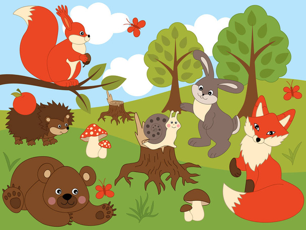 森の動物のベクトル - ベクター画像