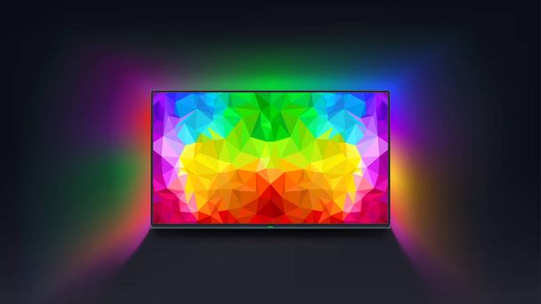 colorful screen tv on dark - Vector, Image
