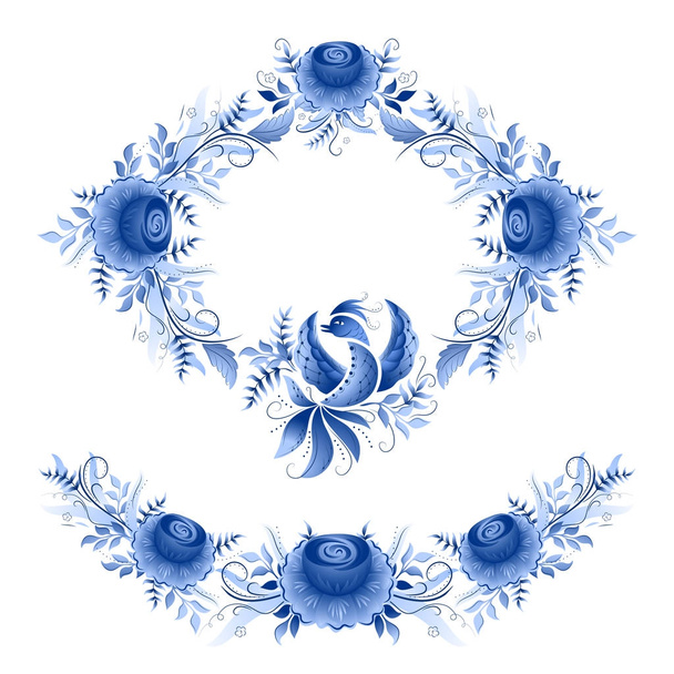 Classic russian gzhel ornament motif - Vecteur, image