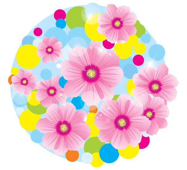 pink flowers in circle  - Vector, Image