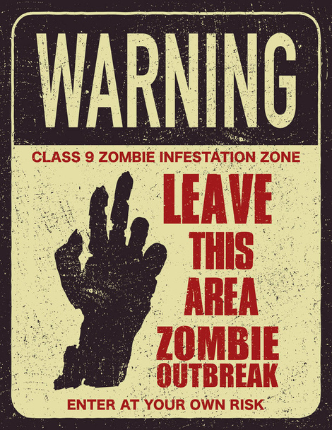 Cadılar Bayramı uyarı işareti tehlike zombi alan - Vektör, Görsel