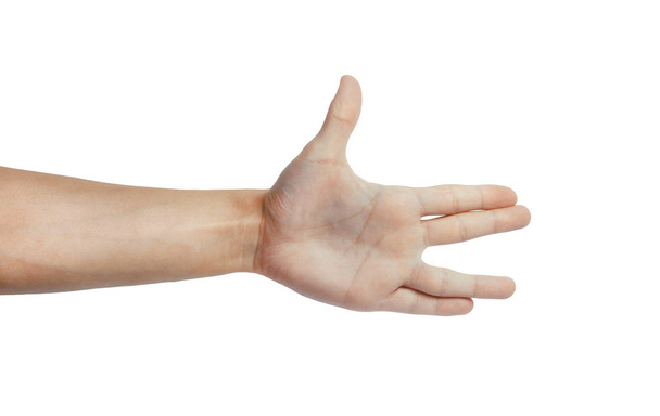 male caucasian hand gesture isolated over the white background - Foto, Imagem
