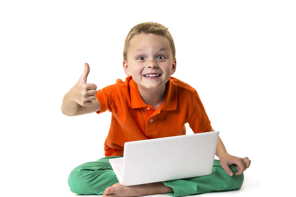 funny boy with laptop  - Fotografie, Obrázek