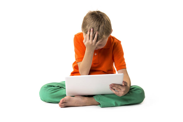 funny boy with laptop  - Φωτογραφία, εικόνα
