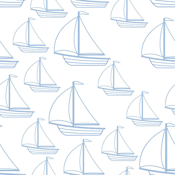 Sailing boat seamless pattern - Vector, Image