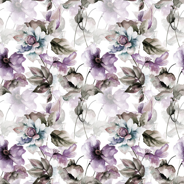 Seamless wallpaper with spring flowers - Photo, image