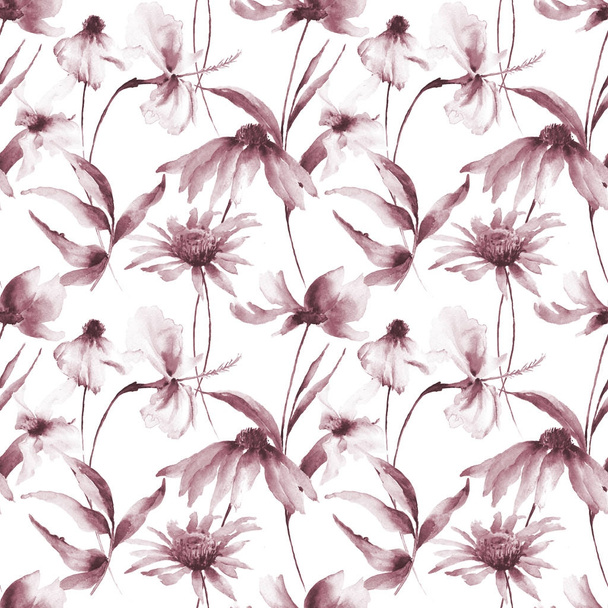 Seamless pattern with Gerber and Cosmea flowers - Zdjęcie, obraz