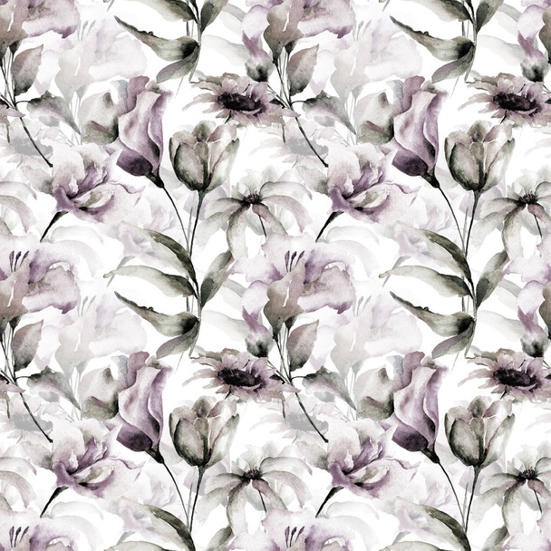Seamless wallpaper with flowers - Zdjęcie, obraz